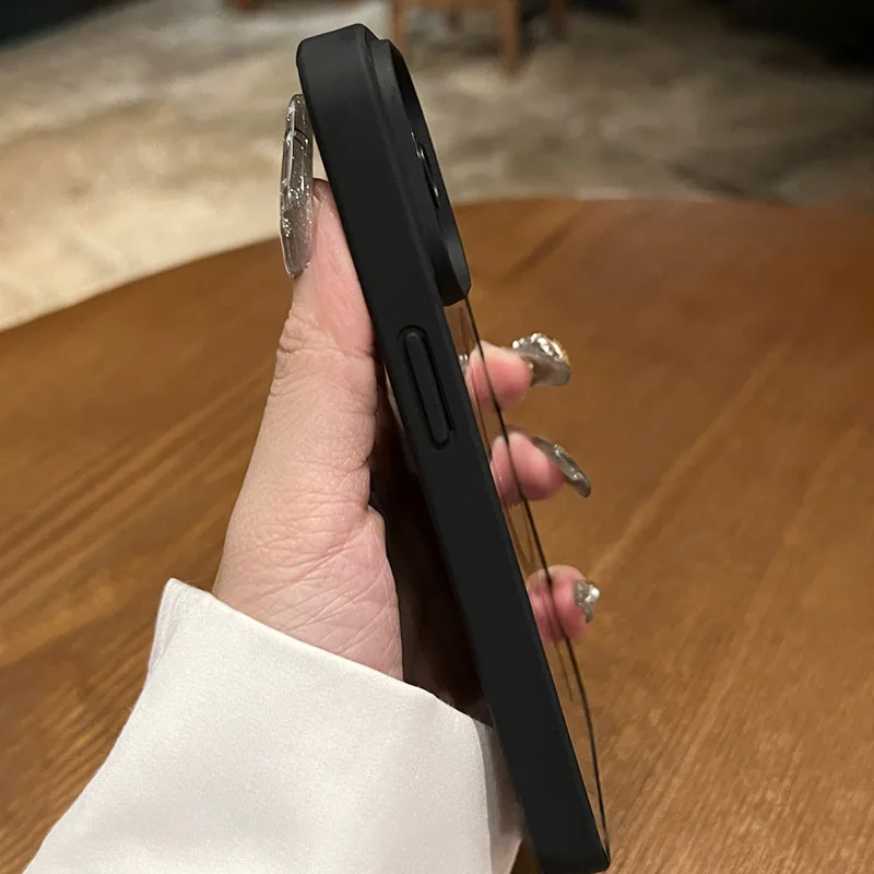 حافظة شفافة سوداء متقدمة للأعمال الفاخرة لهاتف آيفون 15 14 13 12 11 Pro Max Plus Magsafe غطاء حماية مغناطيسي غير لامع مضاد للانزلاق