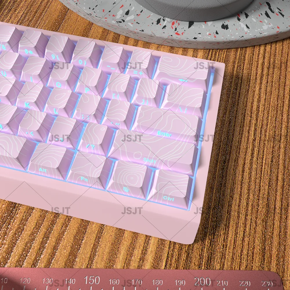 Pink contour pbt side engraved transparent keycap for wooting60/ND63/68/HI75/84/96