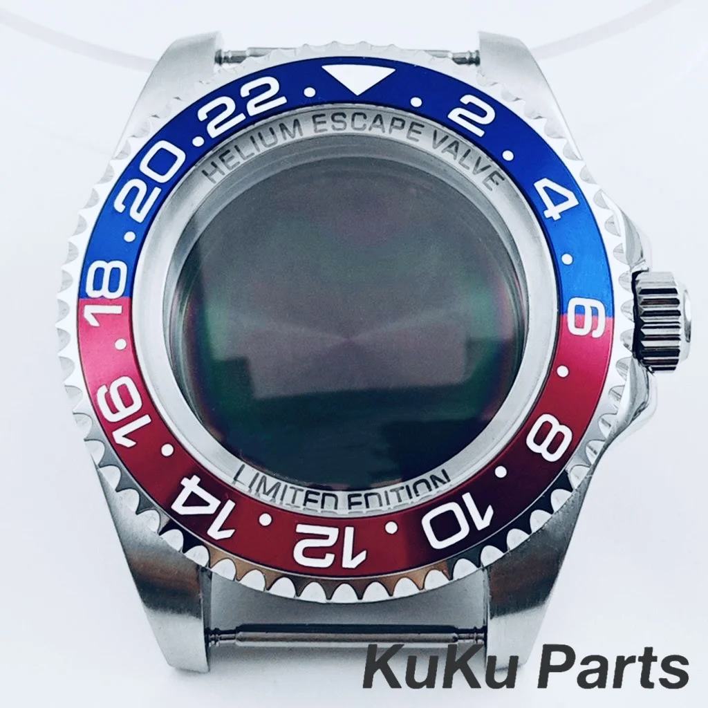 NH35 44MM Coke Bezel SEA Big DEEP Homage Sapphire Crystal Silver Watch Case for NH34 NH35 NH36 NH38 Movement for 28.5mm dial