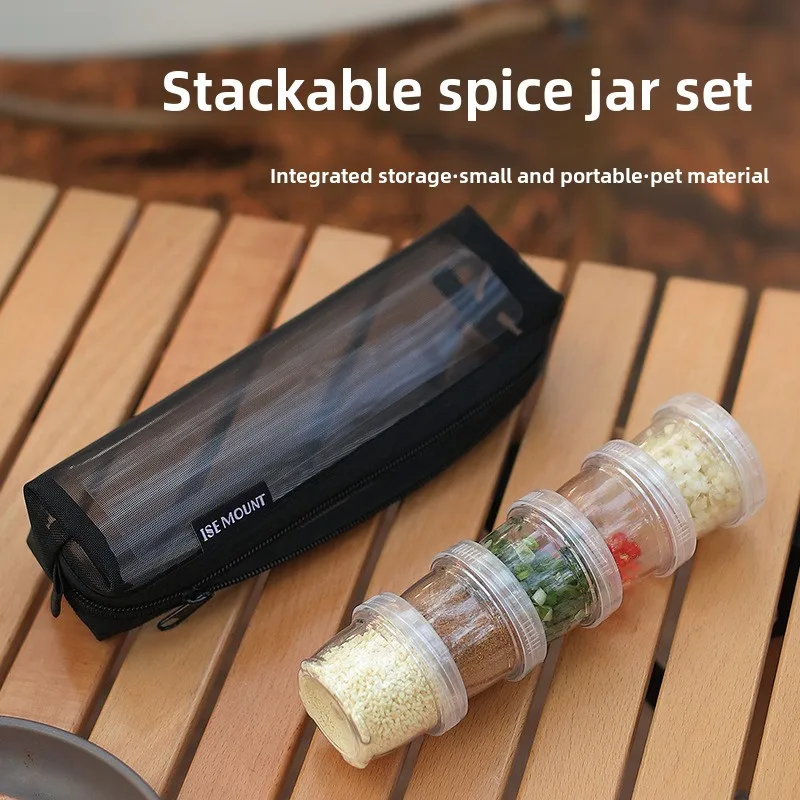 

Outdoor Spice Bottle Set Can Be Spliced Portable Travel Picnic Spice Box Camping Spice Jar Barbecue Seasoning Small Bowl