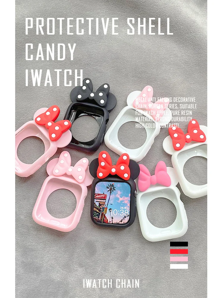 Cartoon Cute Case For Apple Watch Case 44mm 42mm 38mm 40mm Correa Bumper For Apple Watch Ultra 6 5 Soft Silicone Anti-drop Cover