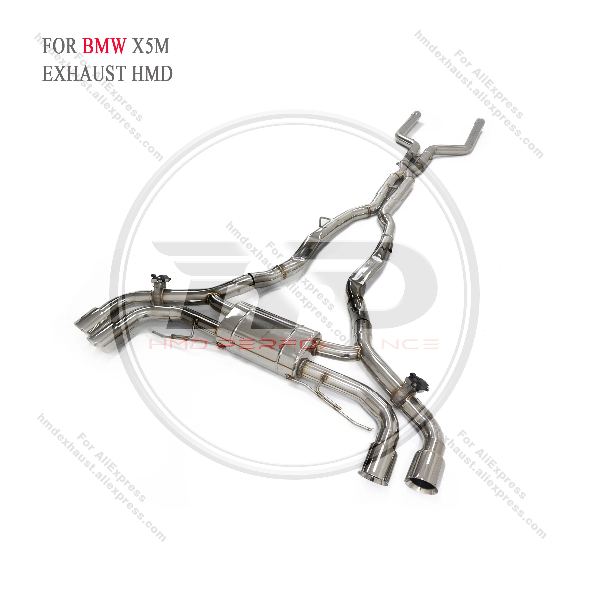 HMD Personalização exclusiva Sistema de escapamento Escape Catback de desempenho em aço inoxidável para silenciador BMW X5M com válvula e pontas