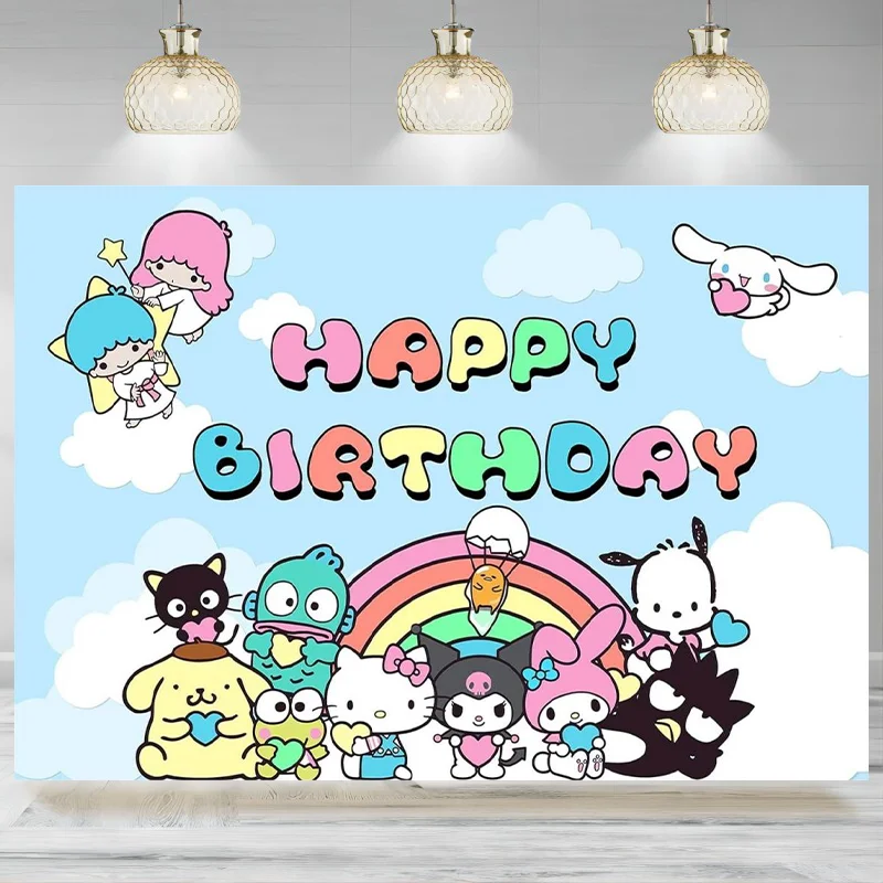 

Birthday Party Supplies Backdrop Kawaii Theme Party Banner Girls Boys Kids Birthday Photographic Background Party Decoration