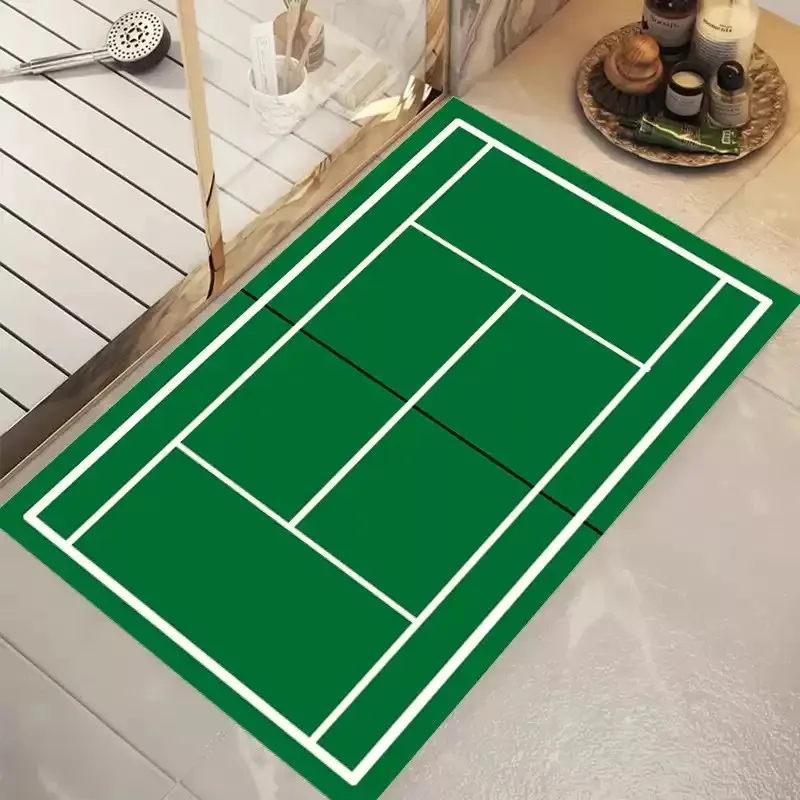 VIKAMA Tennis Football Court Bathroom Mat Non-slip Soft Shower Mat Living Room Bedroom Entrance Welcome Doormat Home Decor