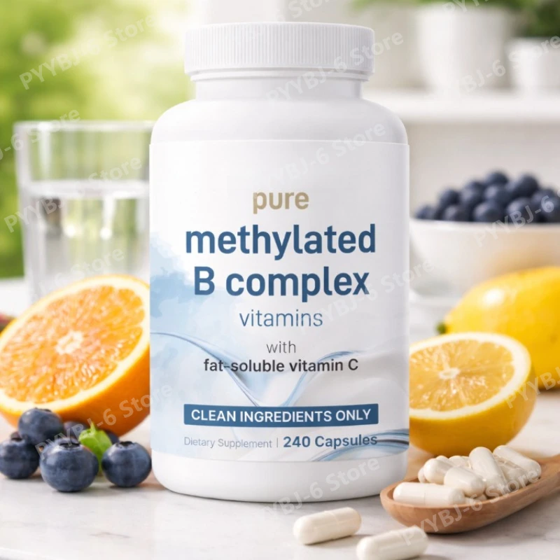 

Pure Methylated B Complex 240 Capsules 11-in-1 Formula with Folate B12 Thiamin Inositol Choline Vitamin C Clean Non-GMO