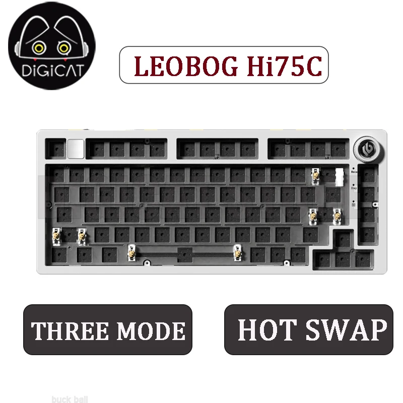 

LEOBOG Hi75C Механическая клавиатура Три режима горячей замены RGB Прокладка из алюминиевого сплава с ручкой Hi75C Комплект клавиатуры Индивидуальный ПК Геймер