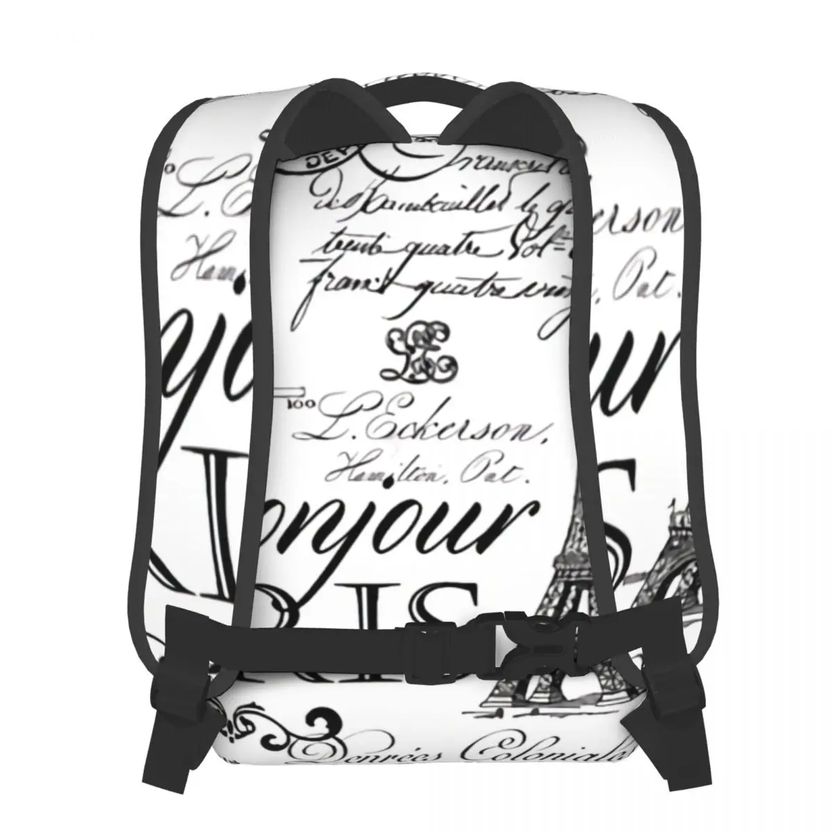 Vintage Paris Black And White Nostalgic Pattern Backpacks Casual Print Student School Bag Women Man's Travel Bags Laptop Daypack