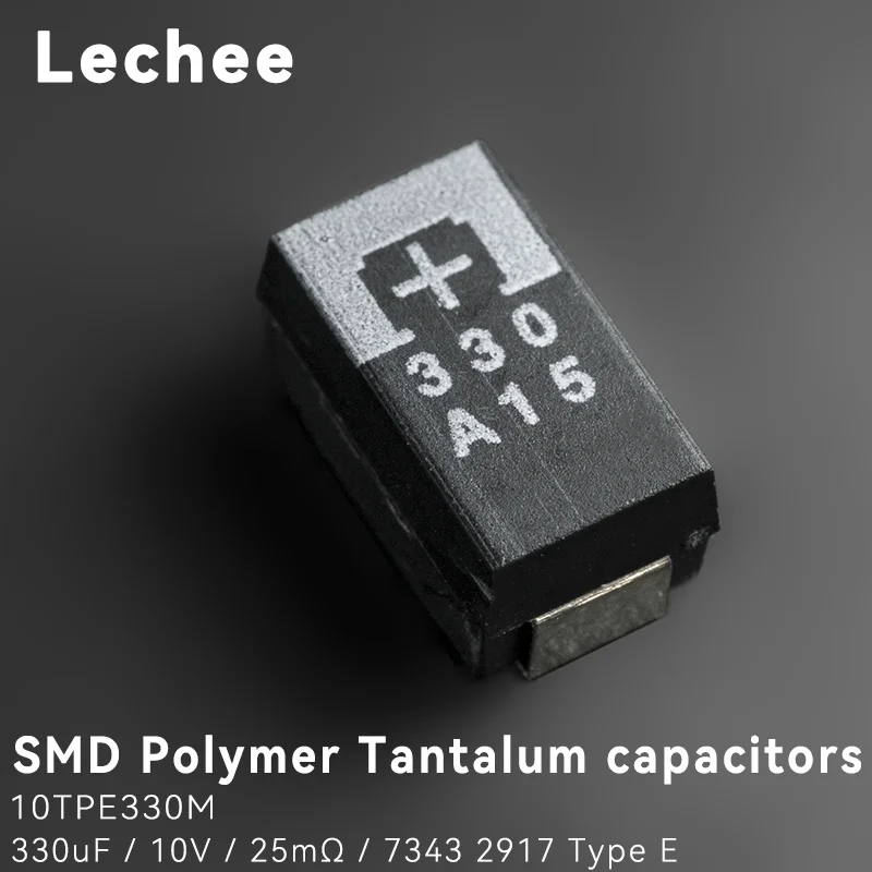 5pcs/lot 330uF 10V 25mR 7343 2917 Type E SMD Polymer tantalum capacitors 10TPE330M Low ESR POSCAP New and original