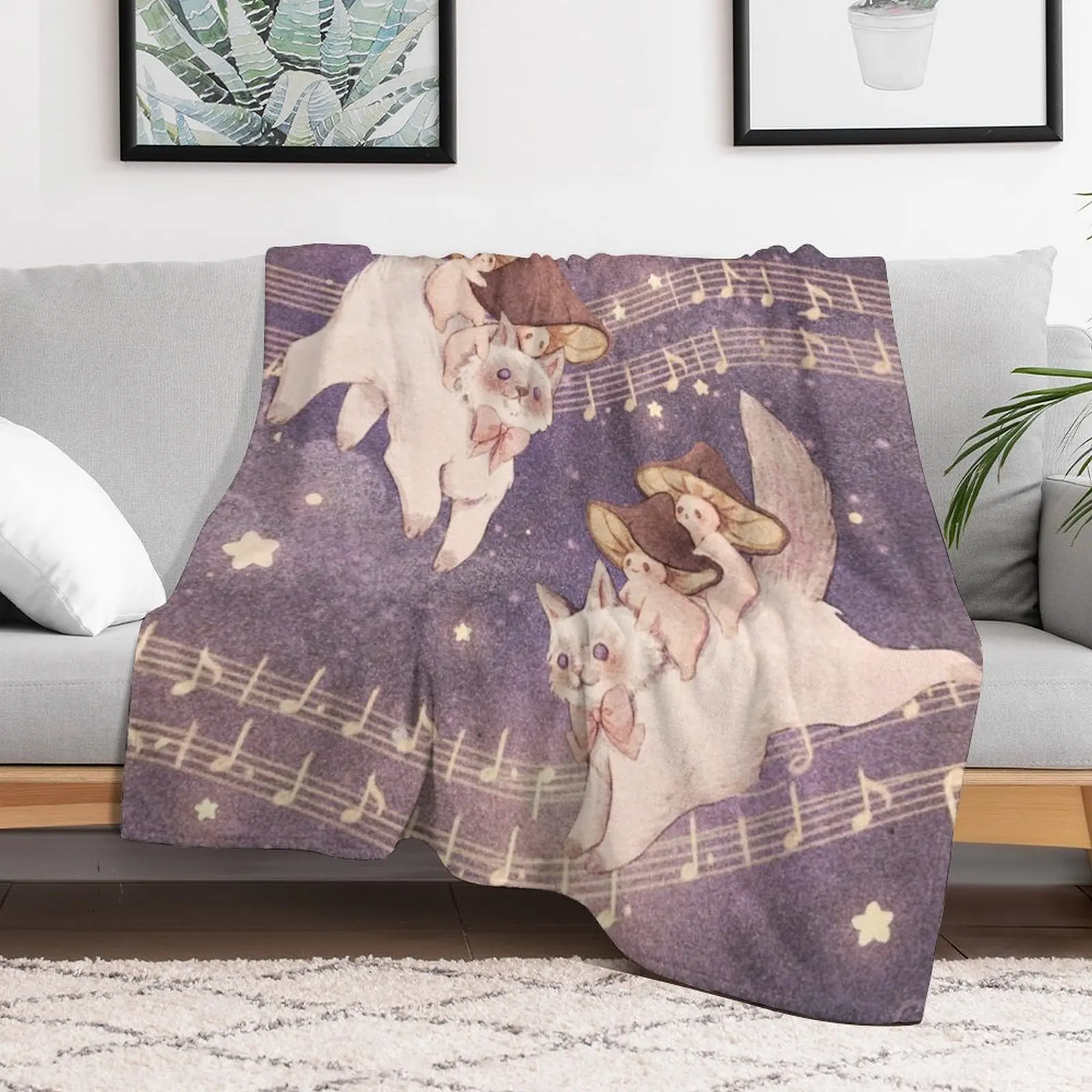 Starlit Cat Adventure - Background Throw Blanket