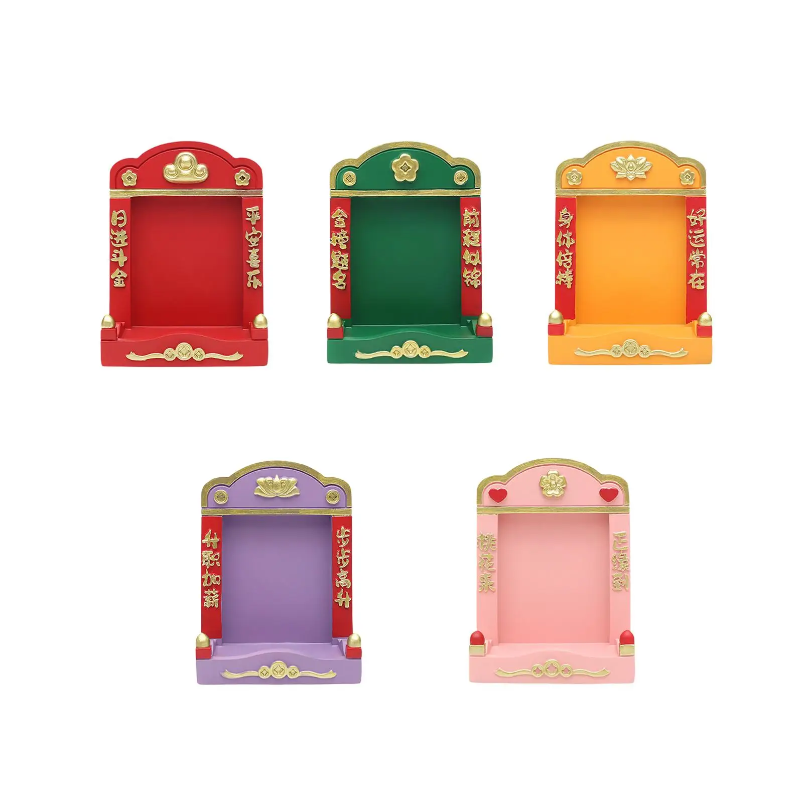 Mini Buddhist Niche Tabletop Decoration Chinese Style Ornament Display Stand Mini Shrine for Home Bookshelf Living Room Table