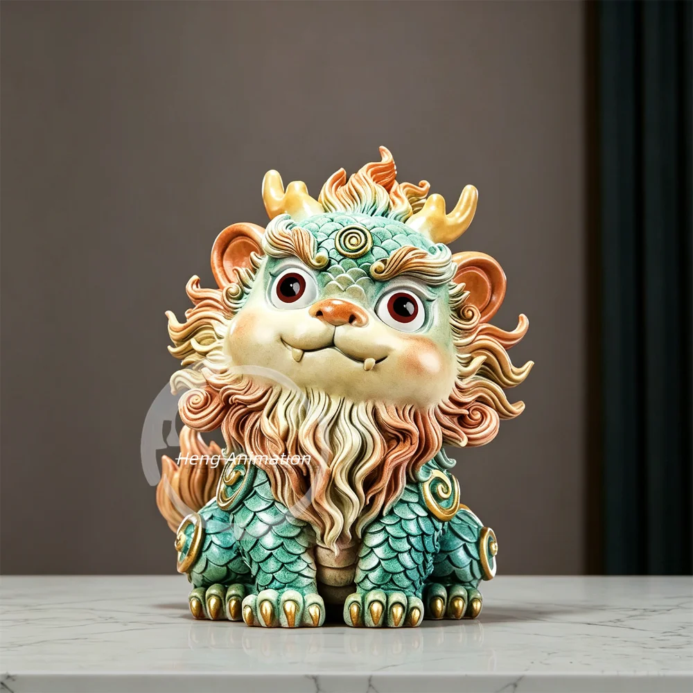 In Stock, Brass Mountain Sea Beast Unicorn Ornament, Guochao Moe Version Creative Decoration, Figure, Collection, Gift.