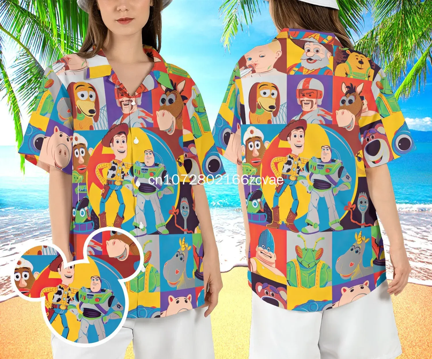 2024 New Summer Buzz Lightyear Hawaiian Shirt Men\'s Short Sleeve Shirt Toy Story Movie Hawaiian Shirt Disney Beach Shirt