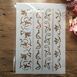 A4 29cm Floral Line Seperator Edge DIY Layering Stencils Wall Painting Scrapbook Coloring Embossing Album Decorative Template