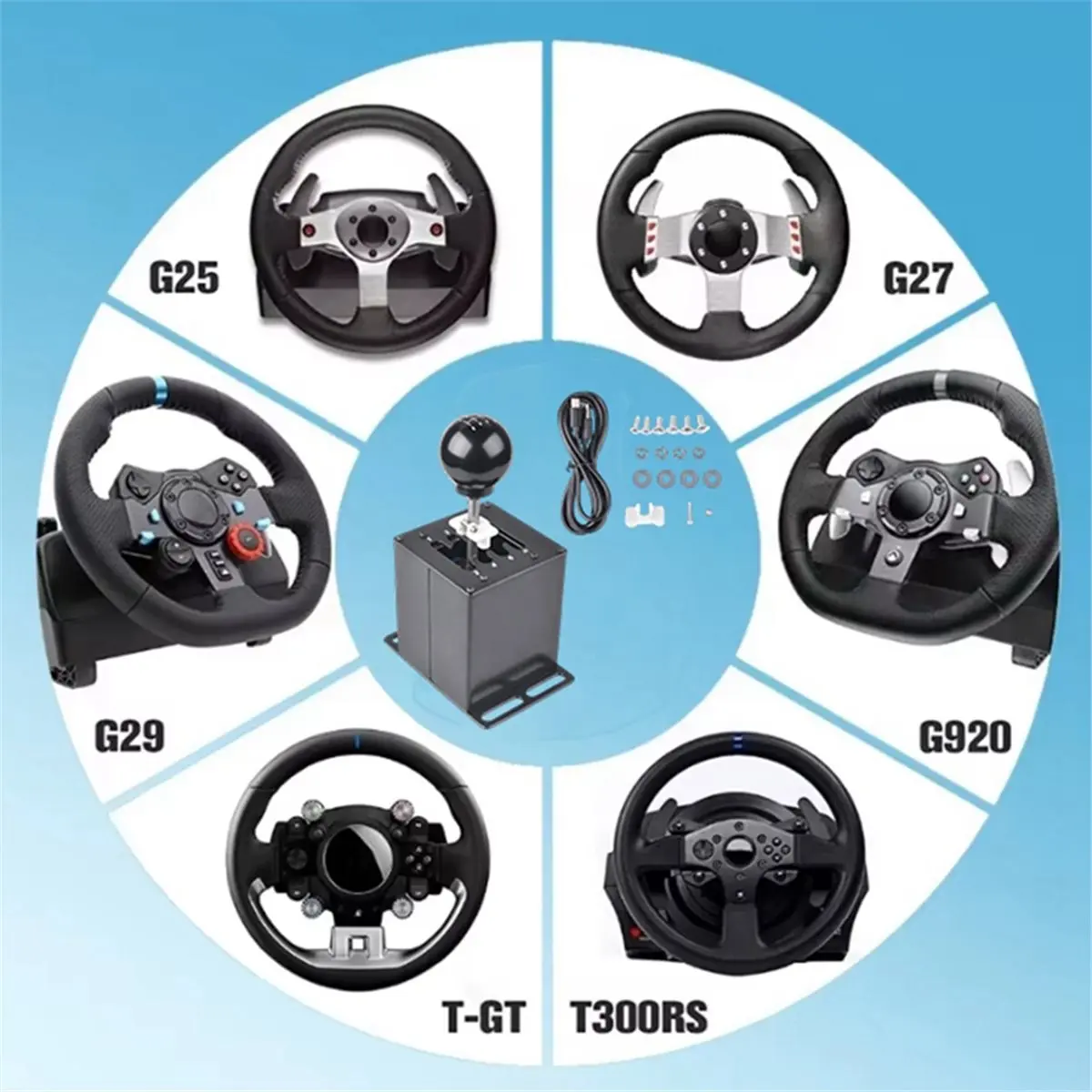 7+R PC Game Simulation Gear USB Plug and Play H Gear Shifter for Simulation Racing Game