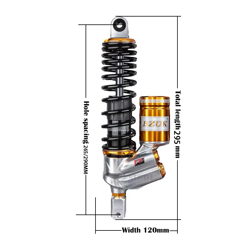 عالية الجودة دائم الألومنيوم P60 مانع الصدمات الخلفي 265/290 مللي متر طول للدراجات النارية العامة حالة جديدة