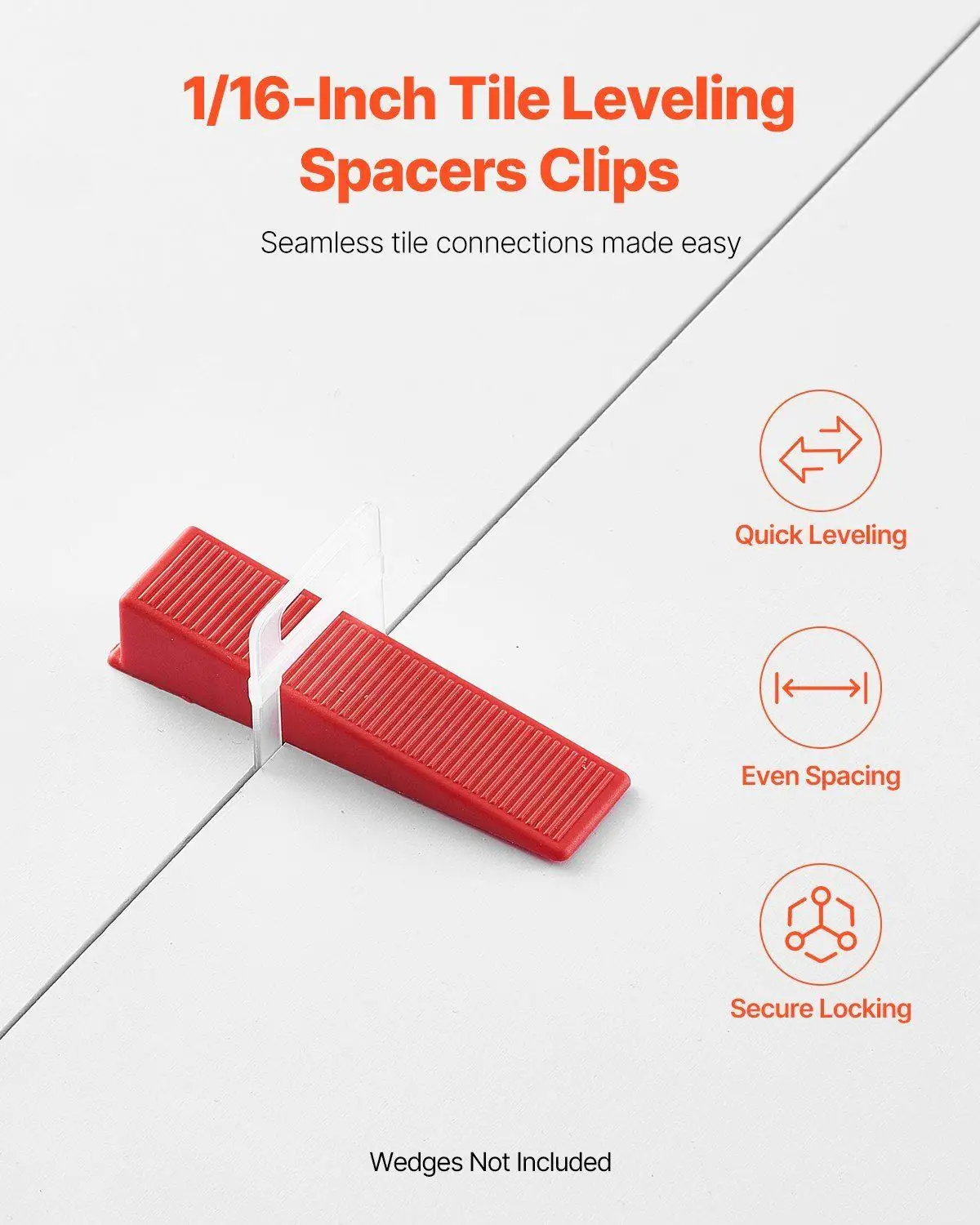 مشابك تسوية البلاط الفعالة 1.5 مم 2200 قطعة في كل عبوة، تصميم سهل الإزالة لوظائف تركيب البلاط الاحترافية