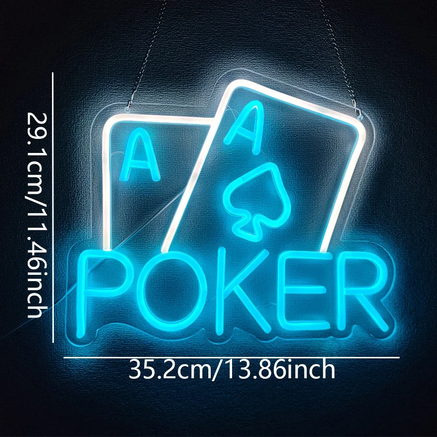 Playing Cards led Neon Signs, Wall Decorations,Usb Power Supply Lamp,Men\'S Casino Bar Hotel Rec Room Birthday Party Decoration