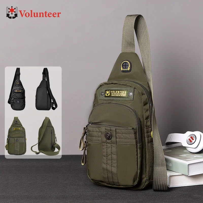 

Volunteer Chest Bags for Men 2023 New Stylish Classic Solid Multi-pocket Versatile Sports Oxford Coth Travel Packs 1740-02