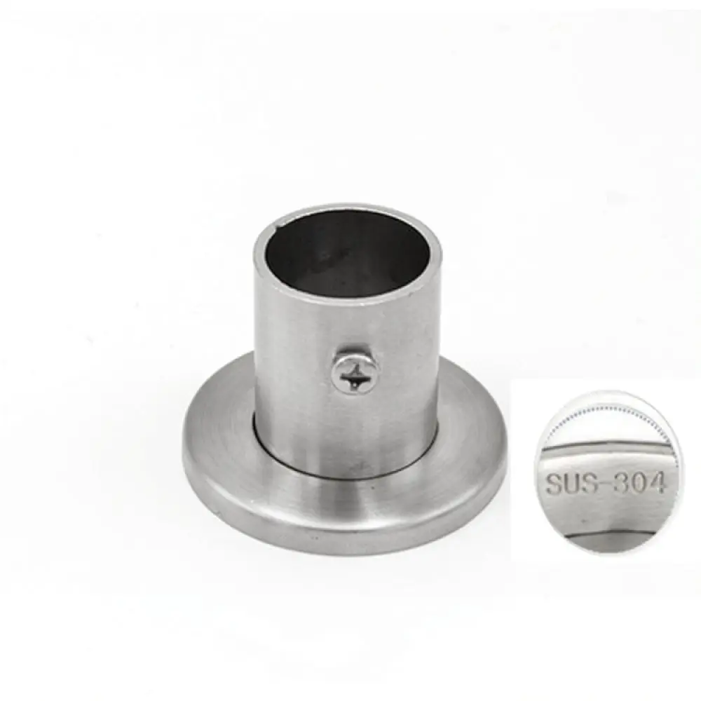 Round Tube Flange Bracket Closet Rod Holder Open Design Stainless Steel Wardrobe Pipe Support Furniture Fixing Accessory