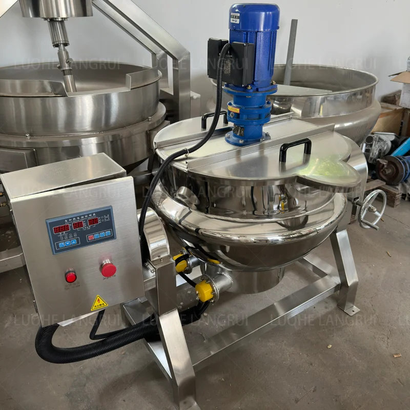 Commercial Intelligent Automatic Tilting Electric Fried Rice Mixing Cooking Pot Jacketed Kettle Machine