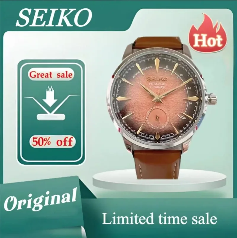 Original SEIKO PRESAGE Series Exquisite Dial Couple Watches Creative Dial High Quality Leather Multifunctional Men WristWatches