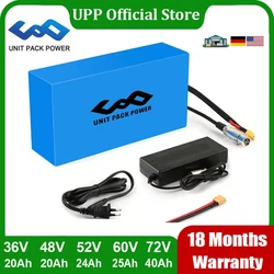 Ebike EScooter Battery 52V 48V 20Ah 24Ah Electric Bicycle Battery Lithium Pack for 1500W 1000W 750W 500W 350W Motor