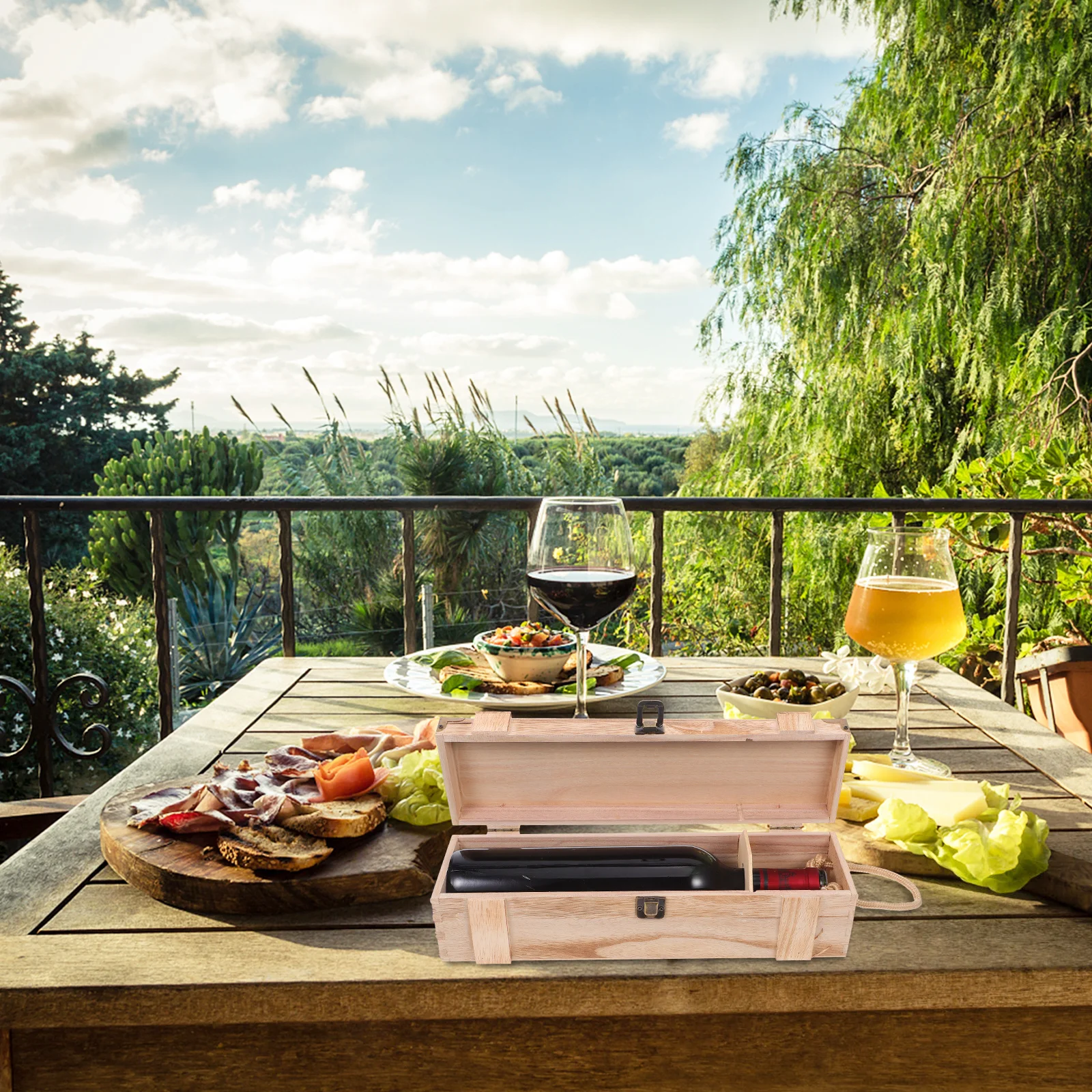 

Single Bottle Red Wine Wooden Storage Box Portable Gift Case Interior Travel Wine Box Wooden Boxes Carrying Case