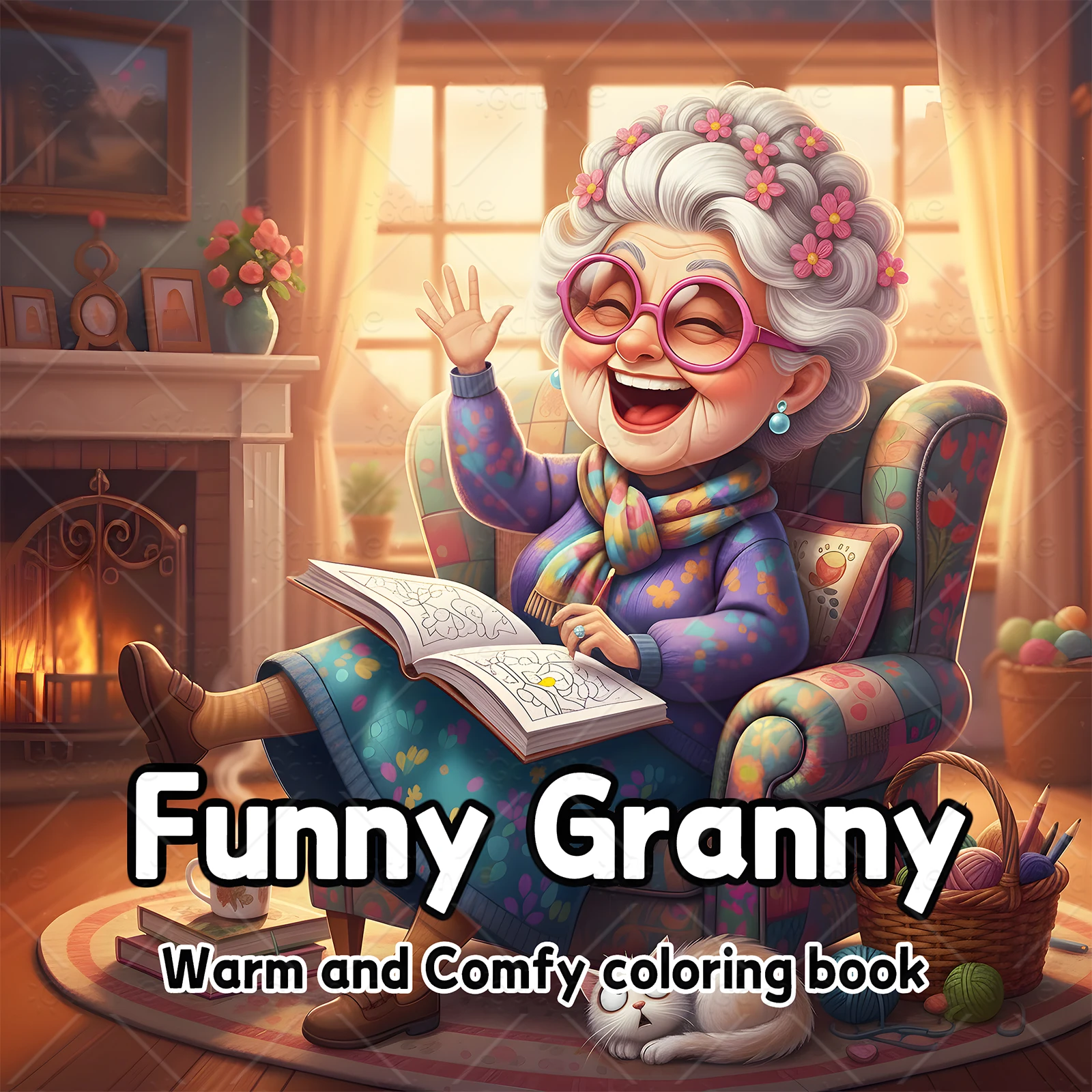 Funny Granny Coloring Book for Adult Featuring Old Woman Portrait DIY Painting Drawing Book for Relaxation and Anxiety