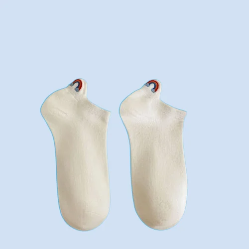 5/10 Pairs New Candy Color Heel Embroidery Cartoon Animal Frog Rabbit Panda Cotton Combed Socks