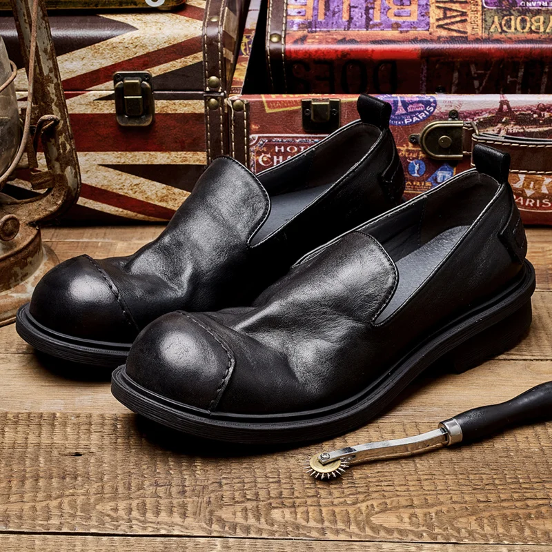 Lazy Slip on Super Soft Cow Leather Breathable Driving Car Shoes Youth Business Casual Big Scalp Oxfords Men Must Have