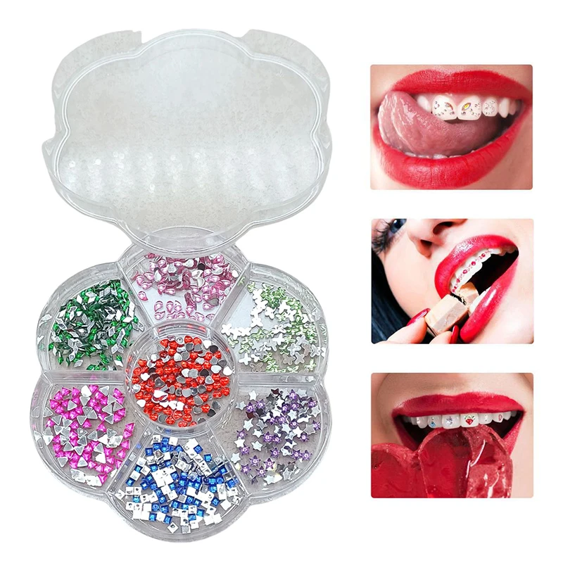 Dental Tooth Gems Crystal Diamond Ornament Diy Tools Various Shapes Color Teeth Jewelry For Denture Acrylic Dental Accessories