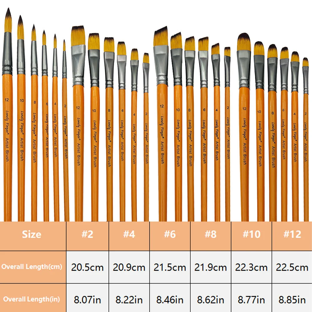 6/24Pcs Paint Brush Set, Artist Paintbrushes for Acrylic Oil Watercolor Painting, Premium Nylon Hair Art Paint Brushes