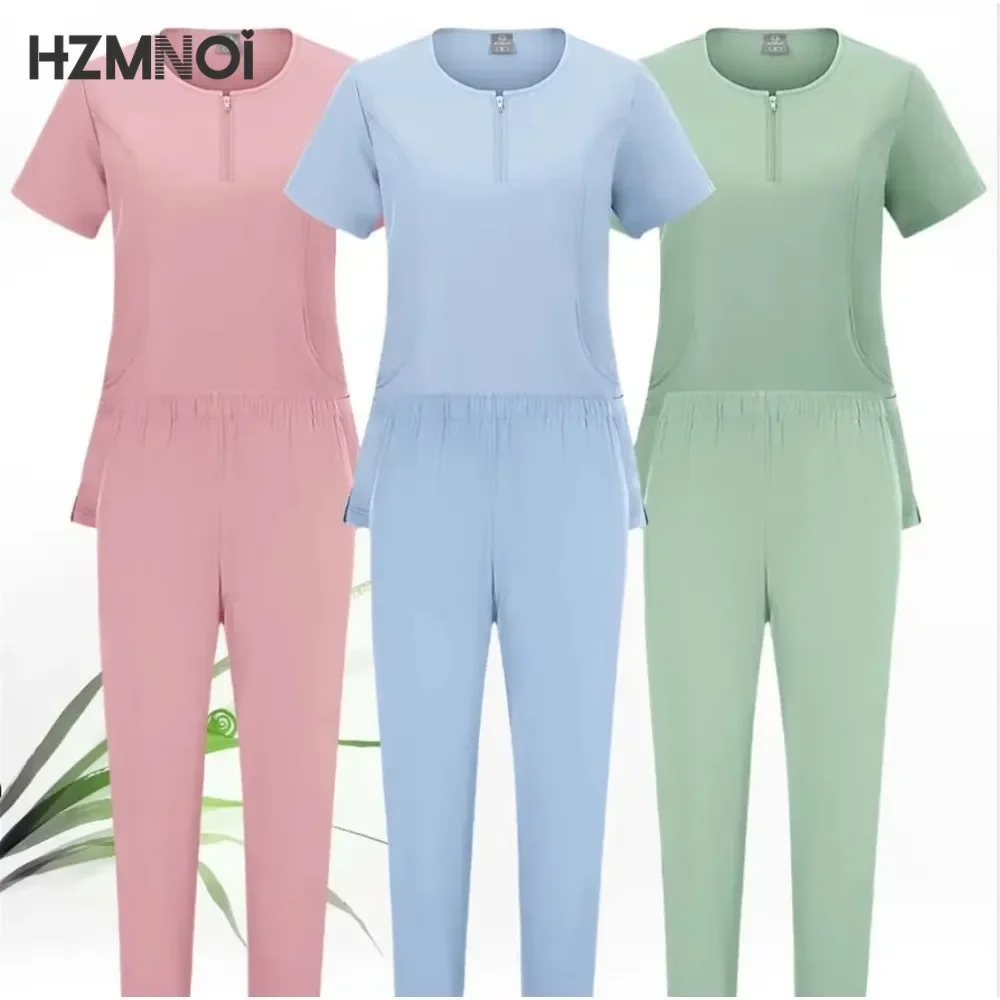 다색 유니섹스 반팔 약사 간호사 유니폼 병원 의사 작업복 구강 치과 수술복 의료 스크럽 세트