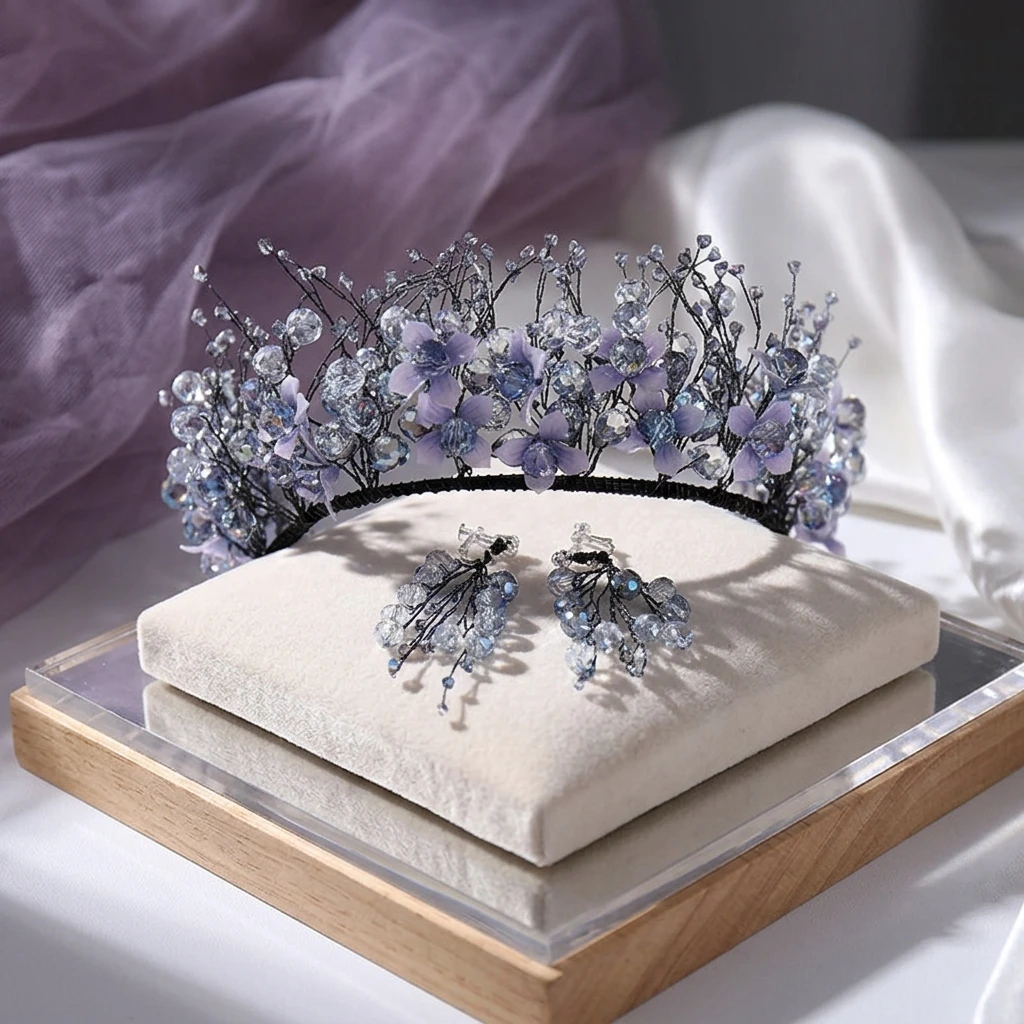 Luxury Crown Earrings Set Alloy Base For Wedding Party Gift