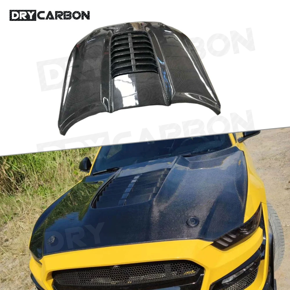 Carbon Fiber Front Bumper Engine Hood Bonnet Air Vent Trim Cover for Ford Mustang Coupe Convertible 2 Door 2015-2017