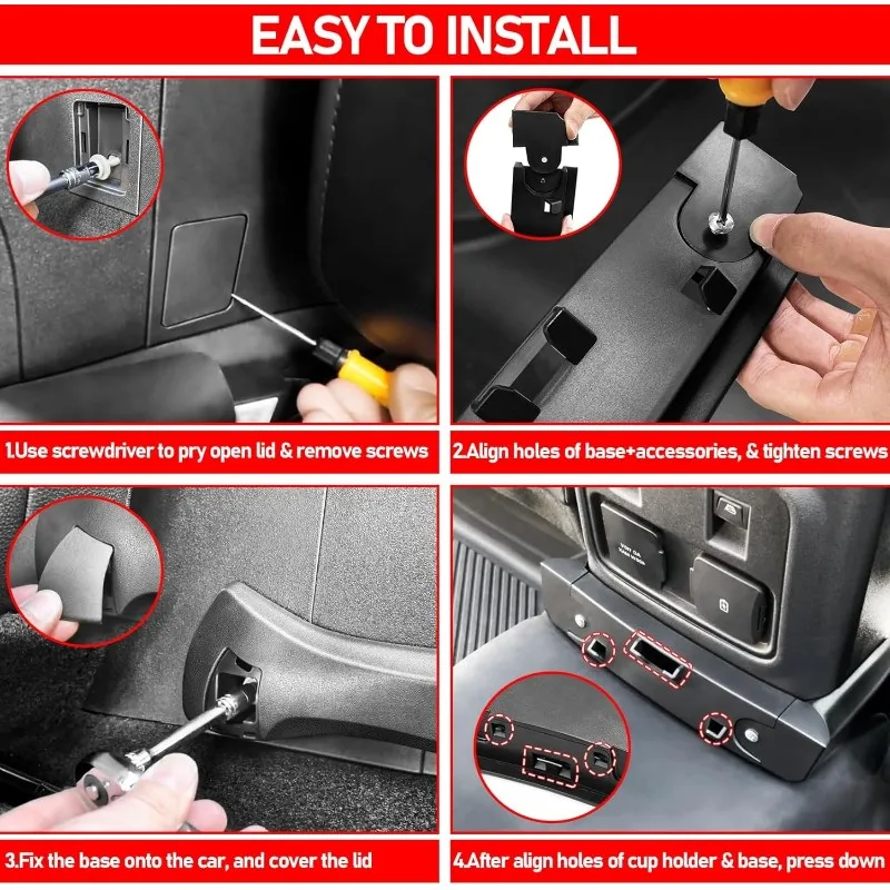 

Аксессуары: Улучшенный задний подстаканник для Ford Bronco 2021-2024 (4-дверный), съемный расширитель-органайзер для подстаканников