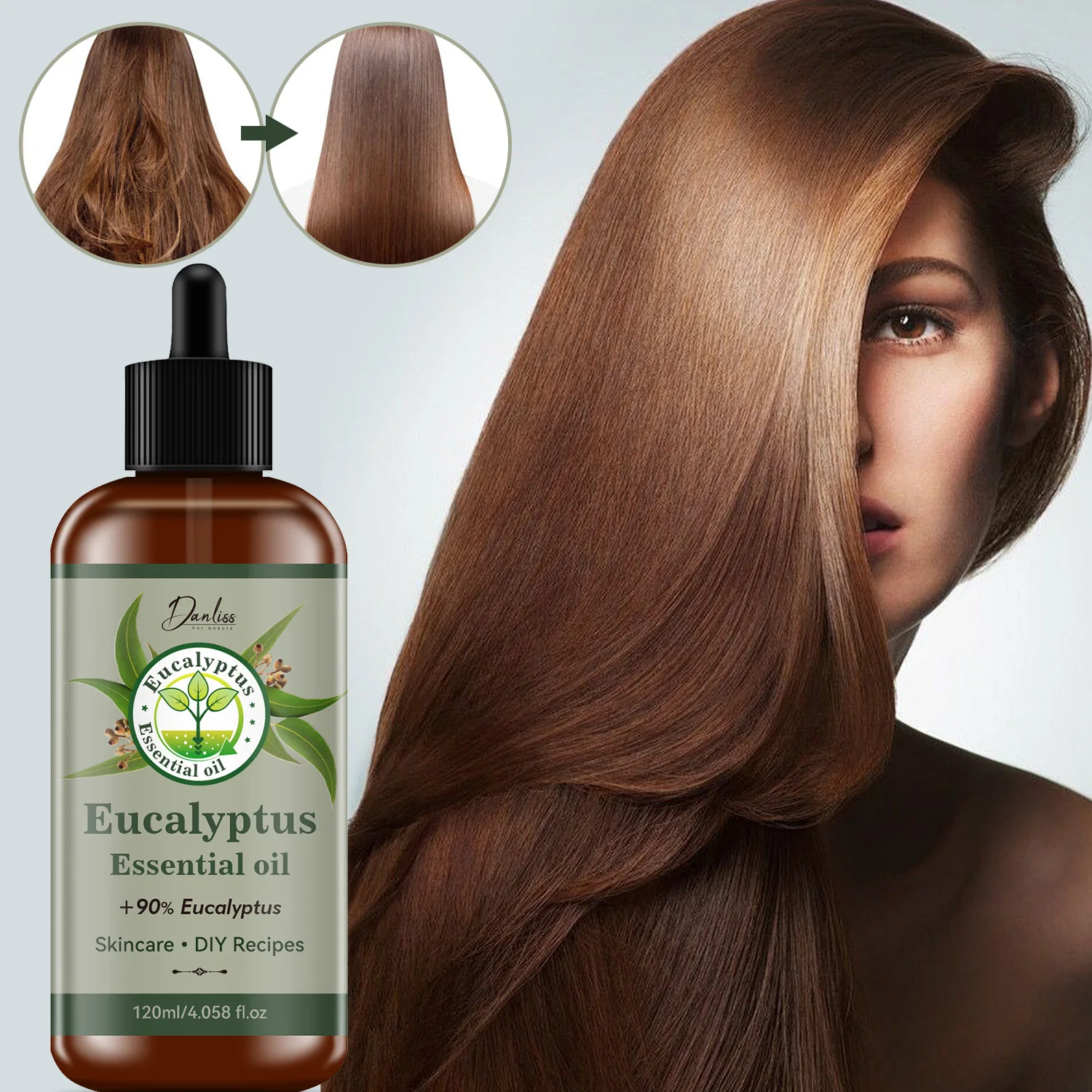 Eucalyptus Essential Oil - 90% Pure Eucalyptus - Enhances Hair Strength, Hydrates Scalp & Cleanses Skin - For Skincare .