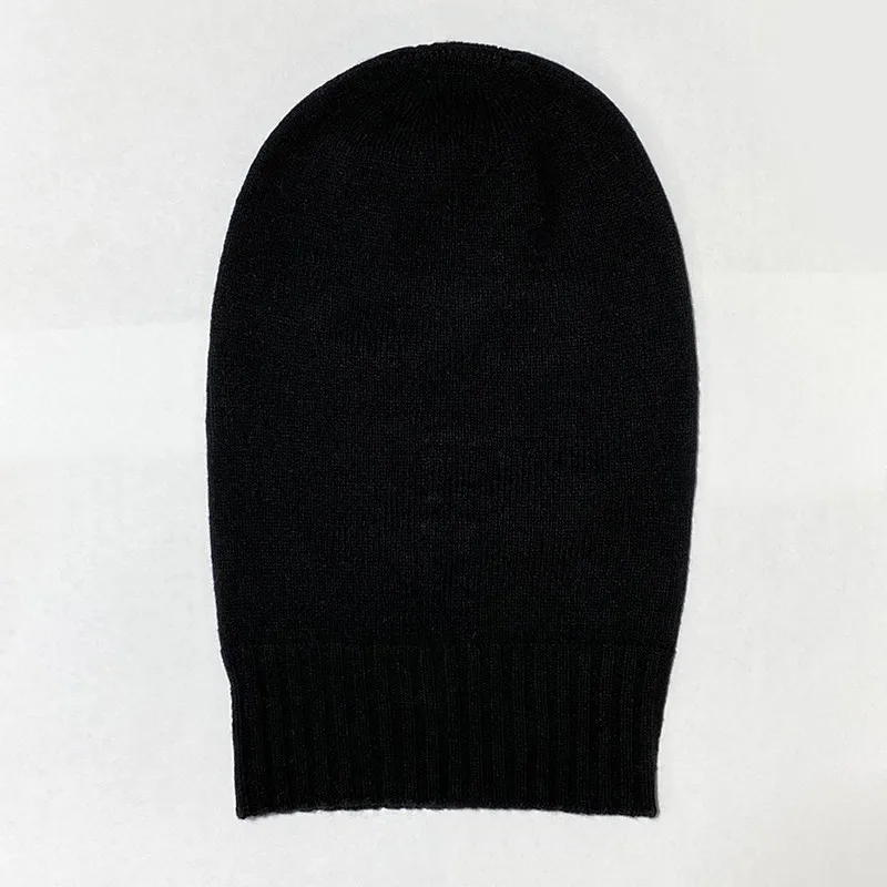 High Street Men's Hats Knitted Wool Caps for Men Hole Design Pullover Hat Black Solid Fashion Women's Beanies