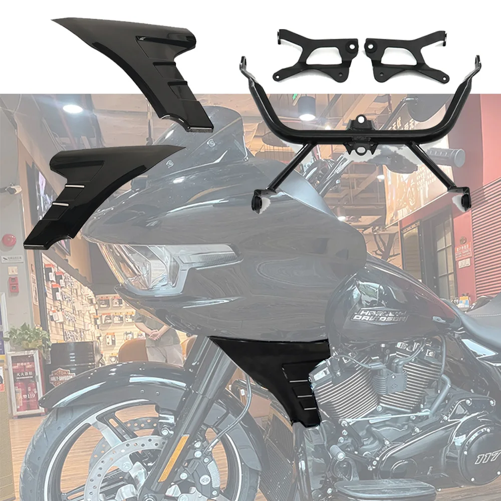 

Motorcycle Road Shark Side Cover Battery Covers with Fairing Support Bar for Harley Davidson Road Glide 2024 up Newest Style