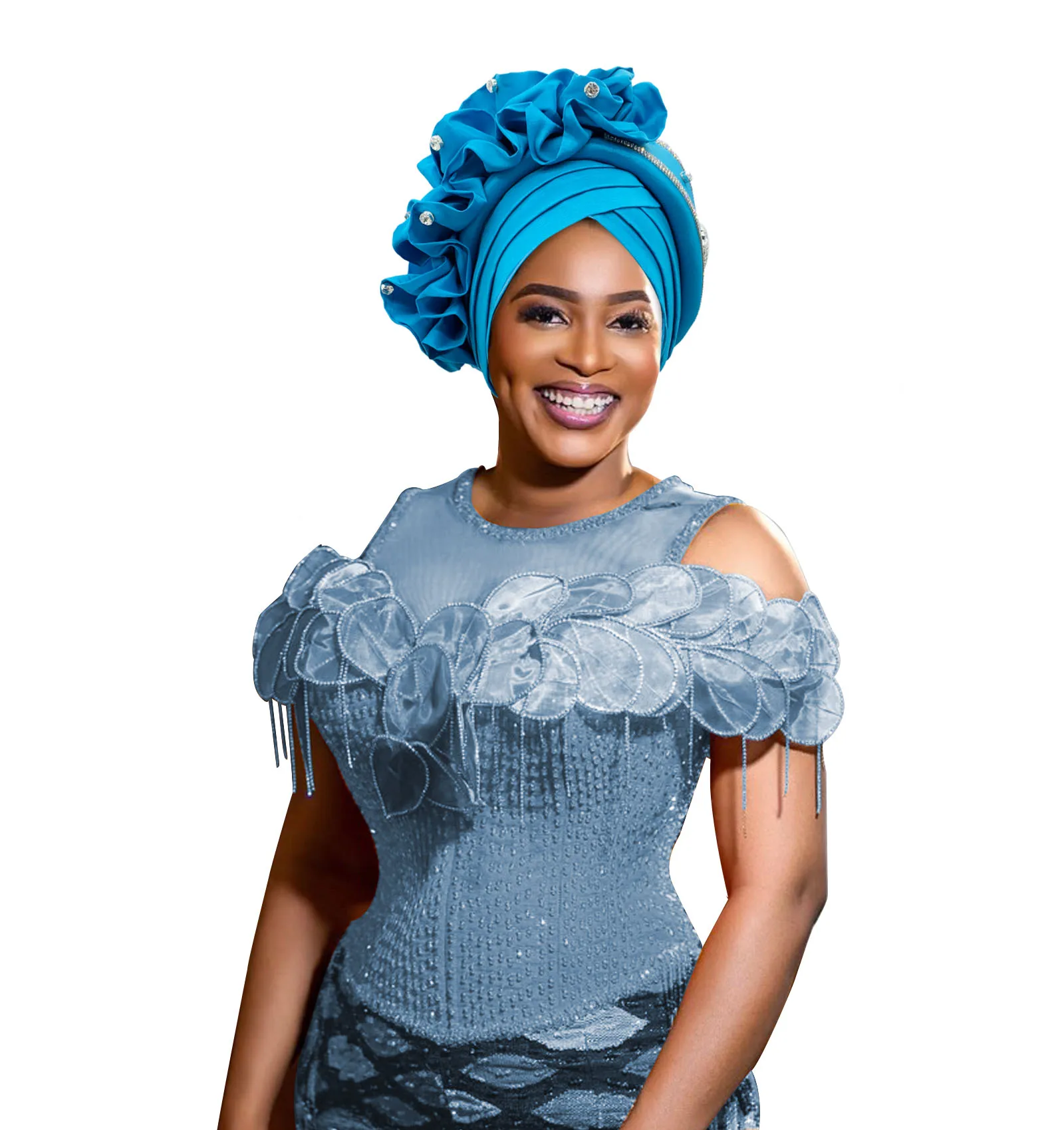 نيجيريا الحرير الخام السيارات Gele ربطة الرأس قبعة إسلامية أغطية الرأس حفلة Turbante تكدرت قبعة عمامة للنساء سيدة أفريقية أشرطة رأس