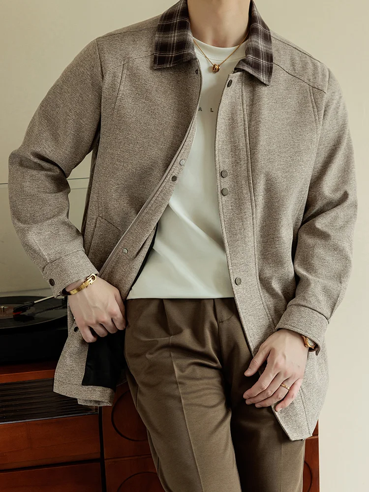 

Big & Tall 8XL Mid-Length Trench Coat Oversized Casual Long Jacket Outerwear Korean Fashion Mens Jacket Autumn Winter Coats