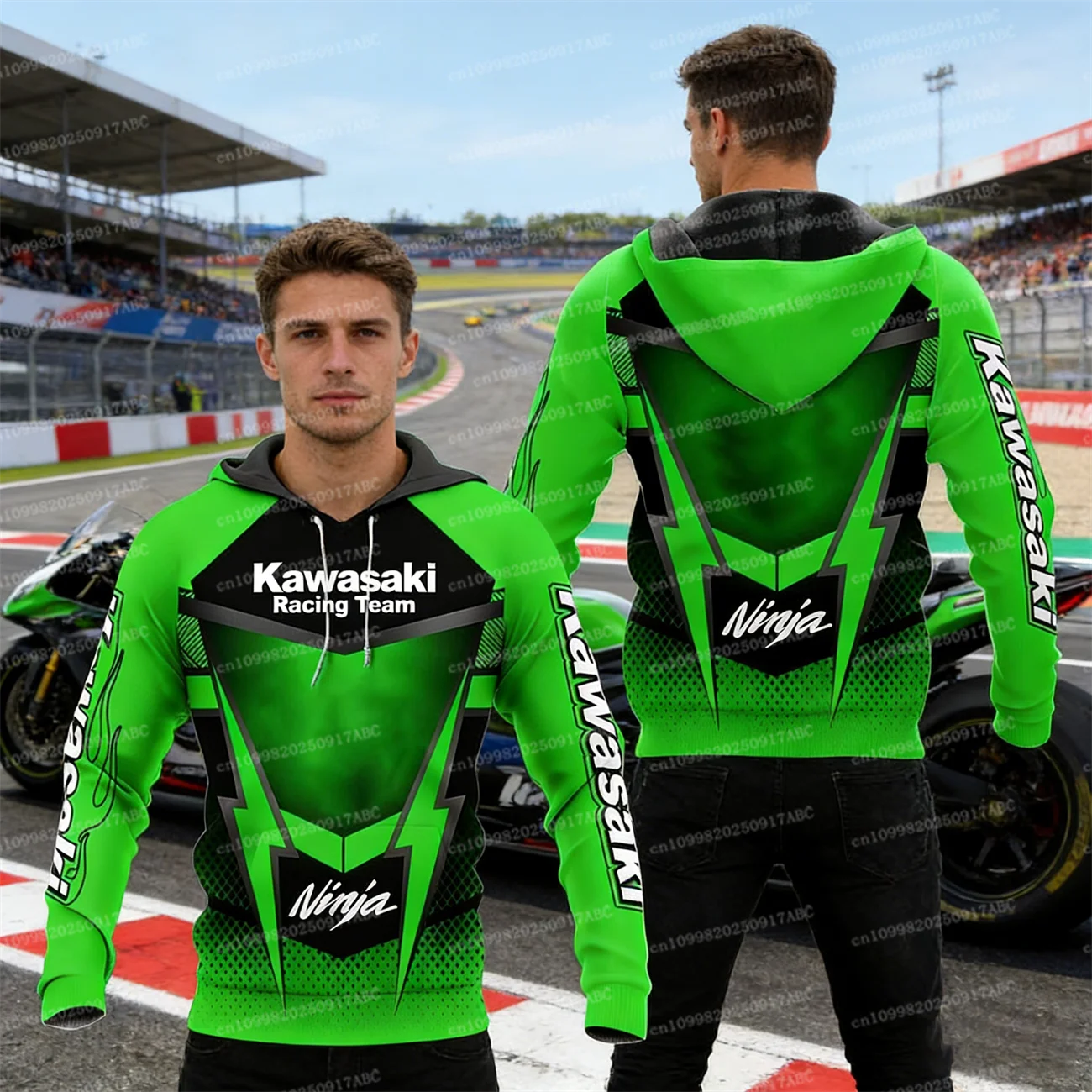 

(Kawasaki) Мотоциклетная мужская толстовка с 3D принтом, весенне-осенняя мужская толстовка с капюшоном, женская толстовка с капюшоном, повседневная детская толстовка, пальто, толстовка