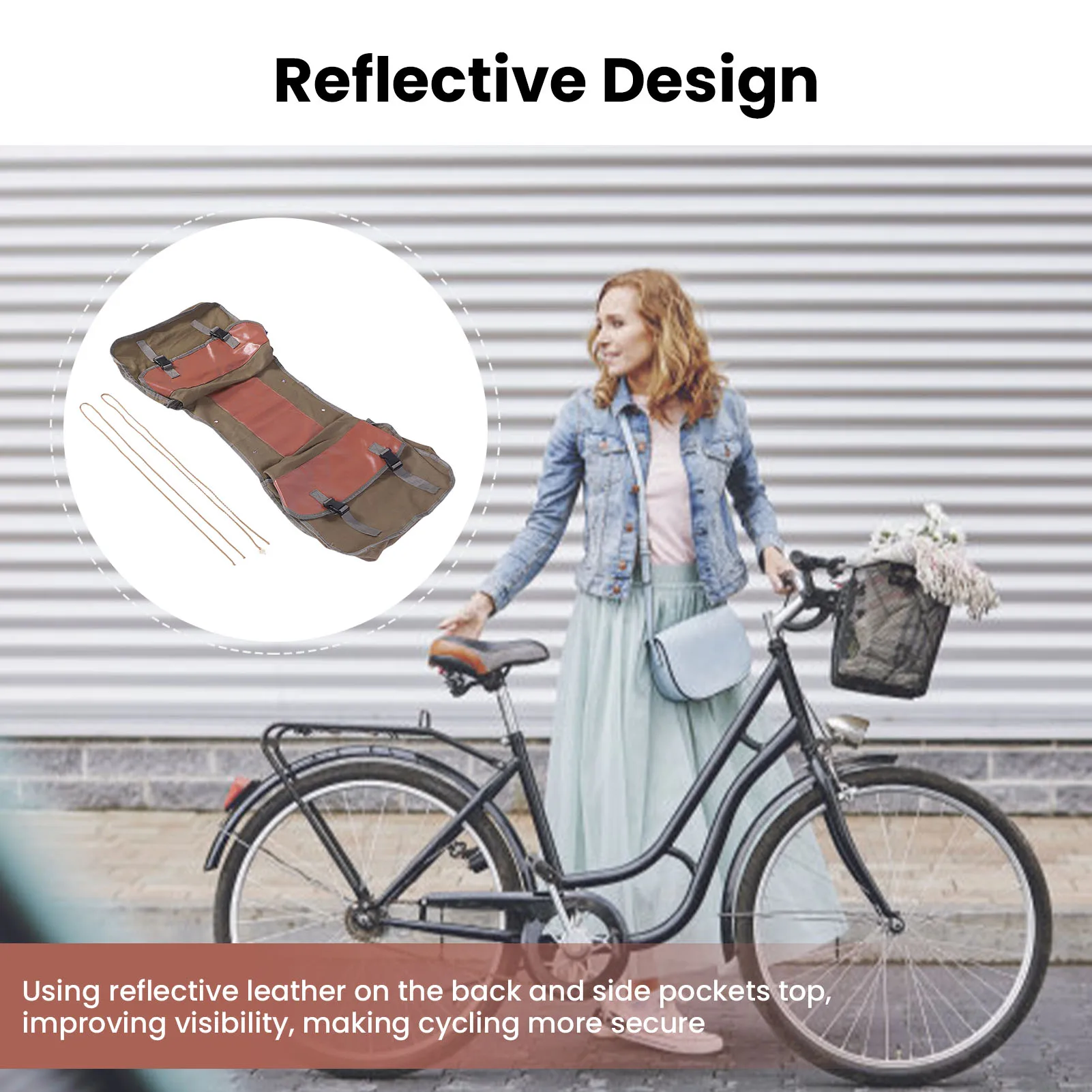 자전거 후면 랙 가방 30-35L 조절 가능한 용량 49KG 하중 지지 반사 포켓 탑 캔버스 자전거 가방 장거리 라이딩용