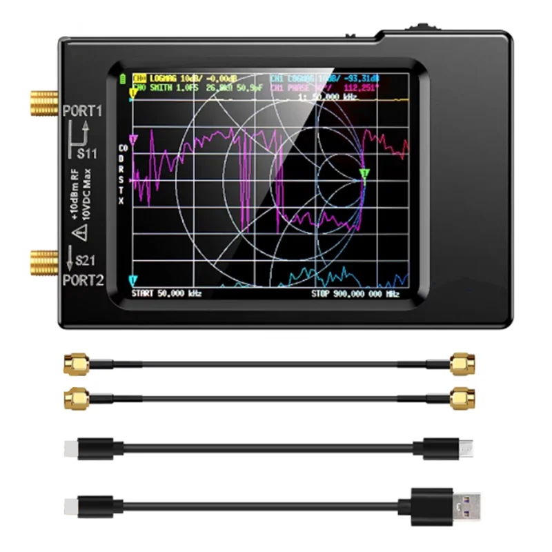 เครื่องทดสอบดิจิตอลนาโน VNA-H เครื่องวิเคราะห์เครือข่ายแบบเวกเตอร์ Nanovna-H 10Khz-1.5Ghz MF VHF UHF พร้อมเคส ช่องใส่การ์ด SD-ABIU