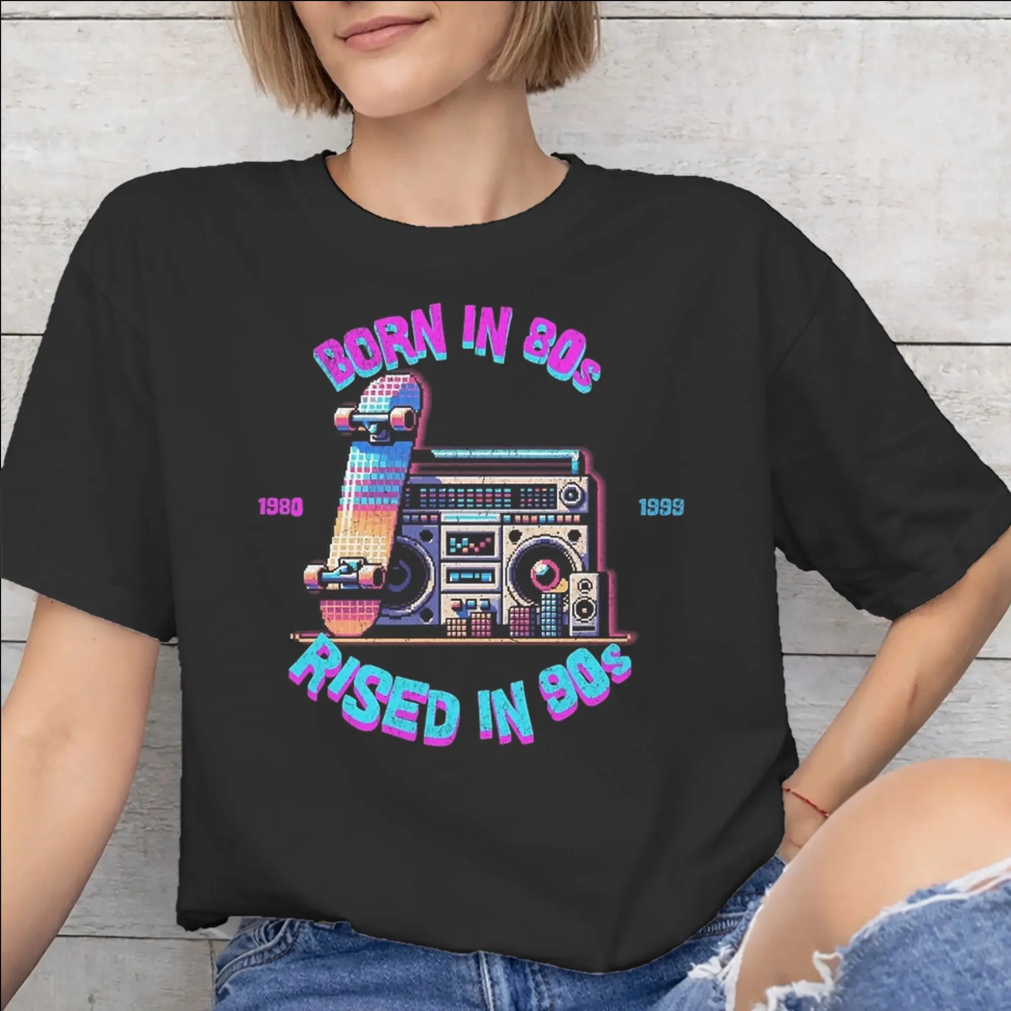 Men Women Printed Born In The 80's Raised In The 90's  Tee T Shirt Pure Cotton  T-shirts Clothing