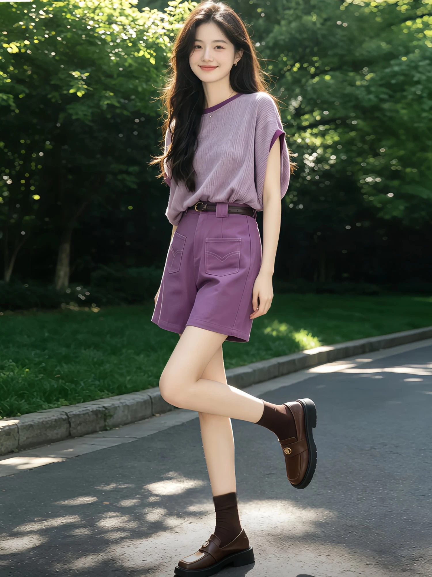 Casual Loose Women's Summer 2026 Fashion Set Short Sleeve T-Shirt Shorts Two-Piece Set Slimming Effect High Waist Shorts