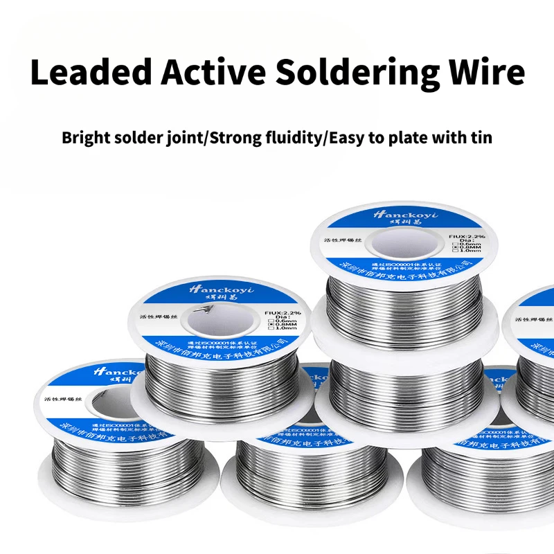

Leaded Active Soldering Wire, Flux 2.2% Rosin Core, 0.8mm for Electronics Repair, Bright Joints Low Spatter