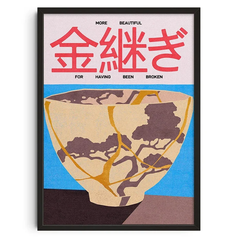 اليابانية أوكيناوا الجودة قماش المشارك منتصف القرن باوهاوس هندسية الأفعى الحيوان جدار الفن يطبع لغرفة المعيشة ديكور المنزل #3