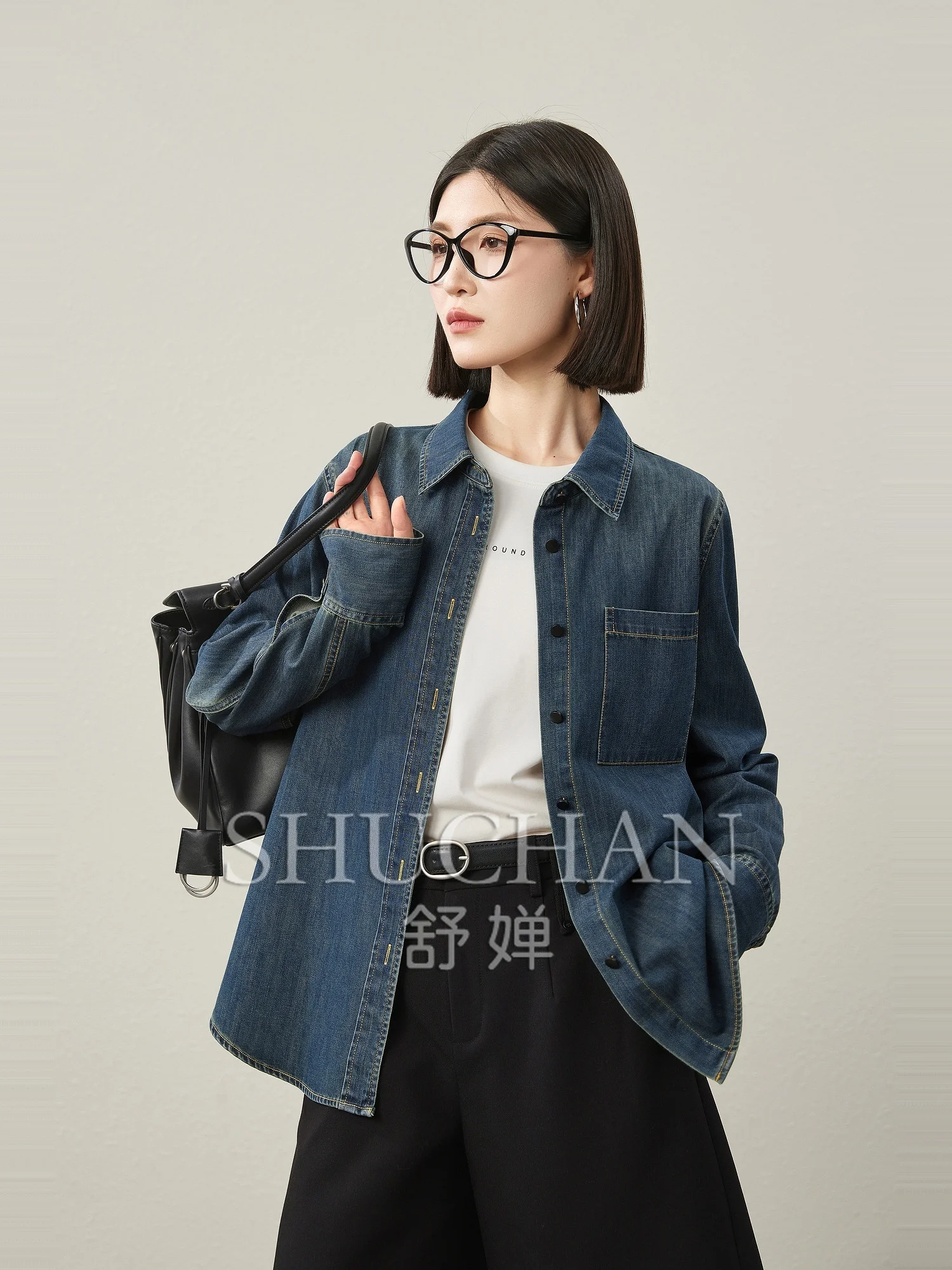 

Denim Shirts for Women Cotton Blend Blusa Feminina Women Tops Long Sleeve 2025 Spring Blouses for Women Fashion