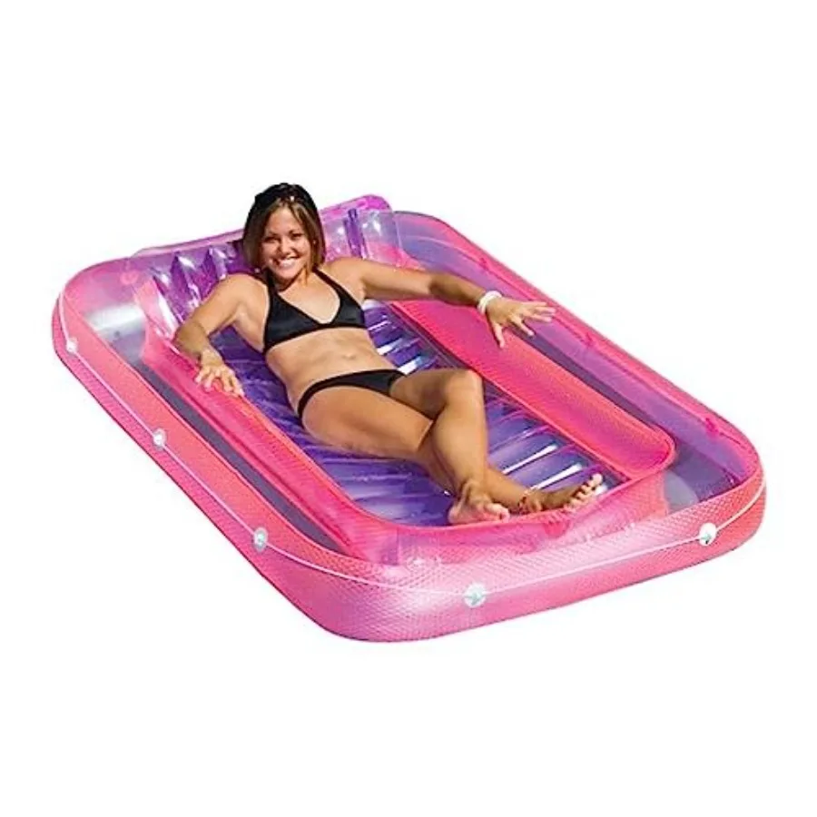 Pool lounge raft and UFO chair float for sunbathing, PVC material, blue and yellow, includes built-in squirt gun for fun water